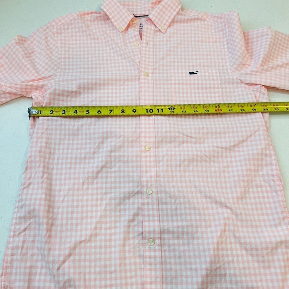 NWOT Vineyard Vine OTG Performance M Long Sleeve Shirt Gingham Pink White - Picture 5 of 7
